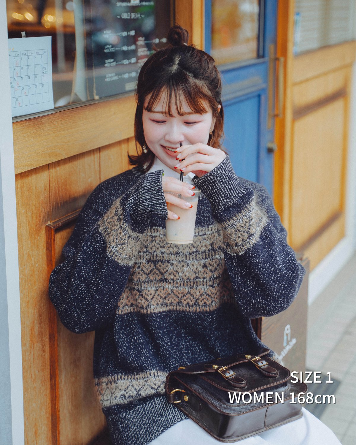 68 Fair isle pattern jacquard knit (Navy) | U