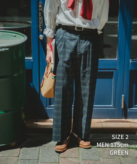 #-36 Seamless classic check slacks (Green)
