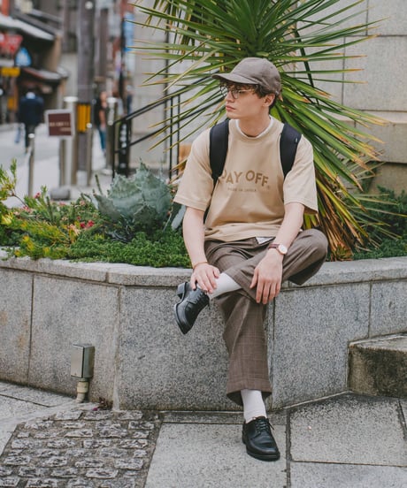 #-10 "DAYOFF" loose classic logo tee（Beige）