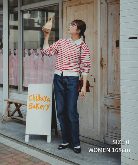 #-19 Heavy weight border cardigan (Red)
