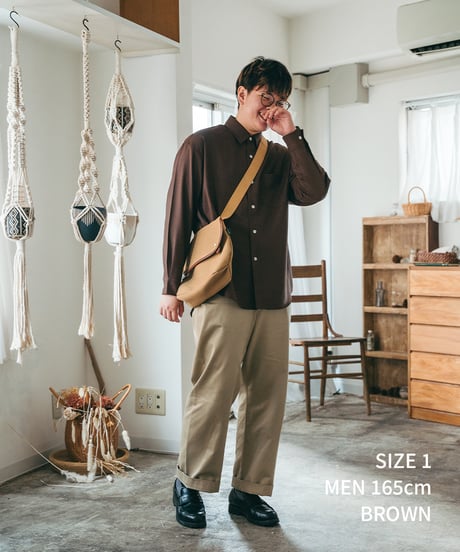 #-41 2way detachable collar wool shirt（Brown）