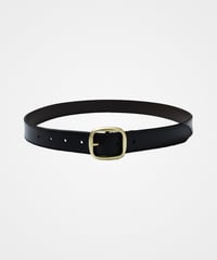 #-69 Round buckle reversible leather belt (Gold)