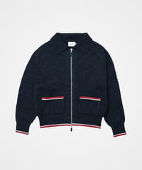 #-77 5G lily cotton knit polo blouson (Navy)
