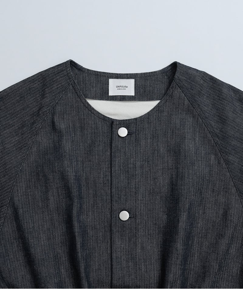 16 Herringbone denim nocollar blouson | UNFOLK 16 Herringbone denim nocollar blouson | UNFOLK