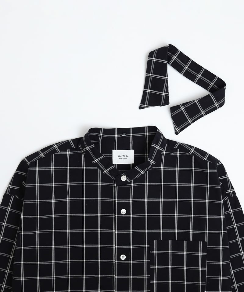 42 2way detachable collar windowpane check sh