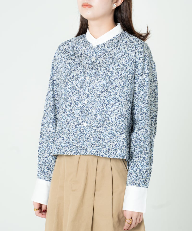 79 2way detachable collar liberty print shirt