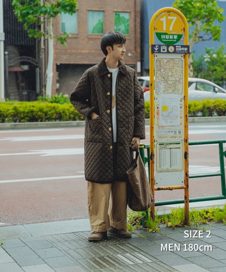 #-72 Diamond Quilt 2way coat (Brown)