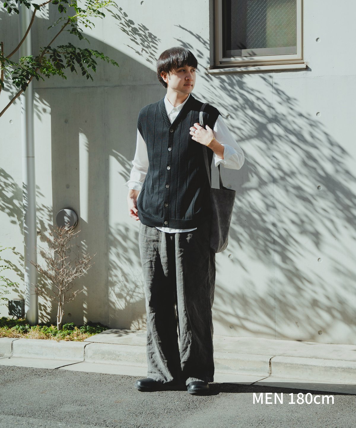 09 Giza cotton vneck knit vest (Navy) | UNFOLK