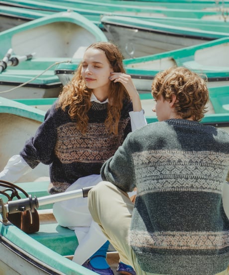 #-68 Fair isle pattern jacquard knit (Navy)