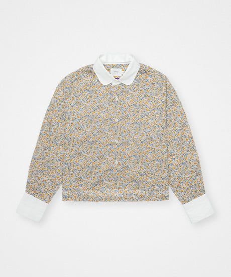 #-79 2way detachable collar liberty print shirt (Yellow)