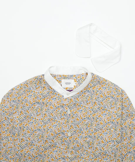 #-79 2way detachable collar liberty print shirt (Yellow)