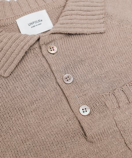 #-33 7×3G cotton knit polo (Beige)