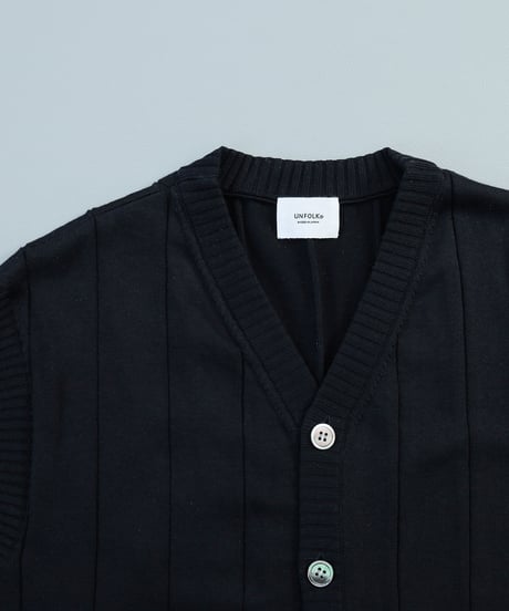 #-09 Giza cotton vneck knit vest (Black)