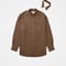 #-66 2way detachable collar wool check shirt (Brown)
