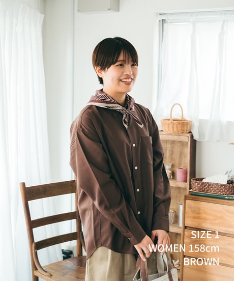 #-41 2way detachable collar wool shirt（Brown）