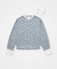 #-79 2way detachable collar liberty print shirt (Navy)