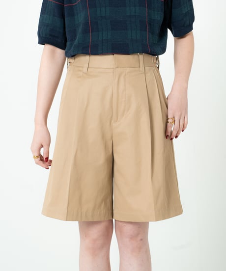 #-63 Ventile gabardine 2tuck flare shorts (Beige)