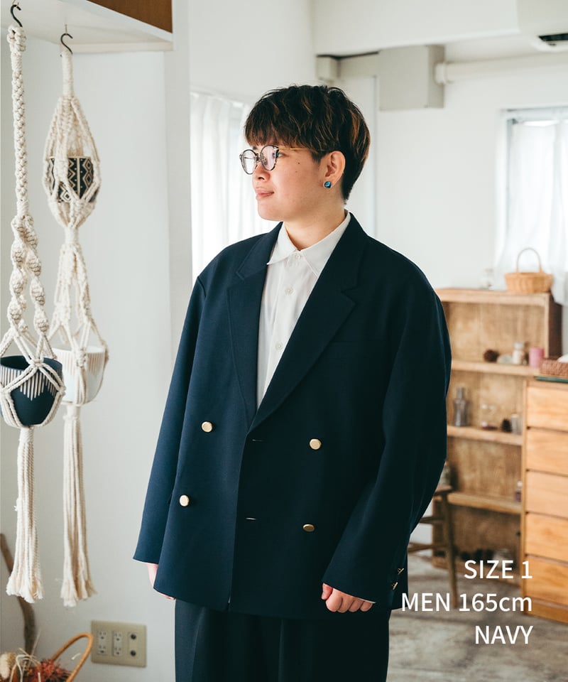 22 4B relax double blazer (Black) | UNFOLK