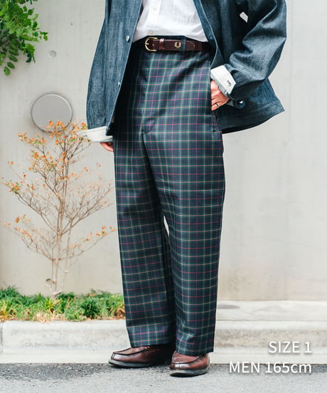 #-21 Seamless classic check pants (Green)