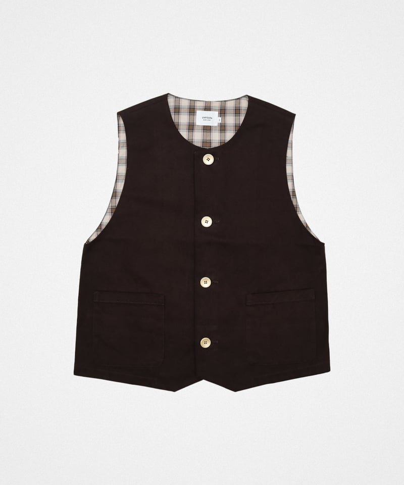 48 Peach brushed classic vest (Brown) | UNFOLK