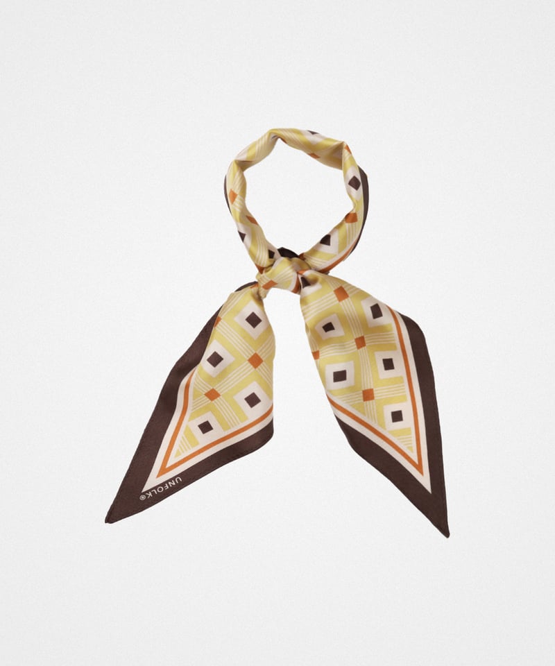 59 EX. Hand print silk scarf (Yellow) | UNFOLK