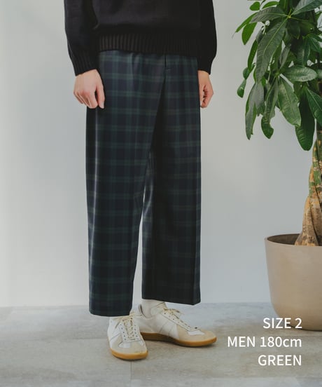 #-36 Seamless classic check slacks (Green)
