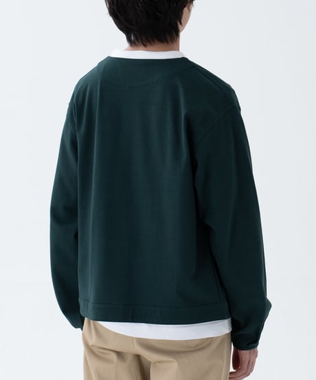 #-64 Heavy weight nocollar classic cardigan (Green)