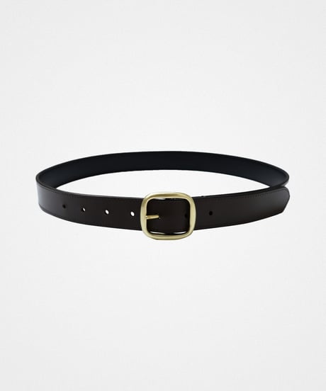 #-69 Round buckle reversible leather belt (Gold)