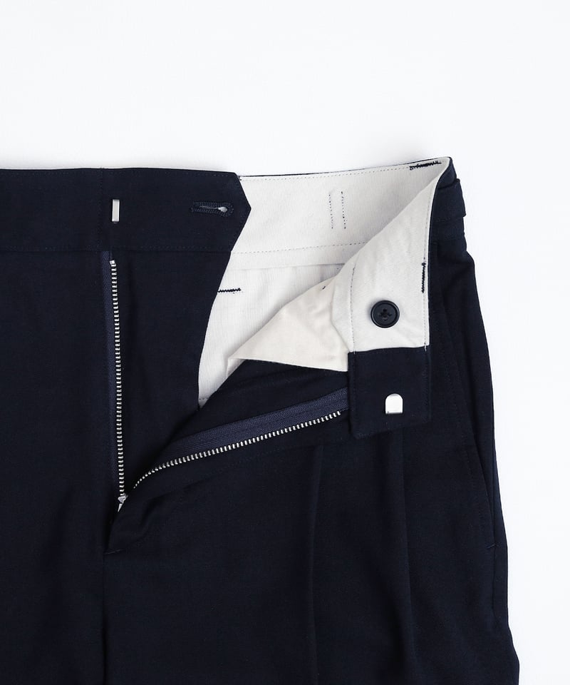 47 Wool mix 2tuck slacks (Navy) | UNFOLK