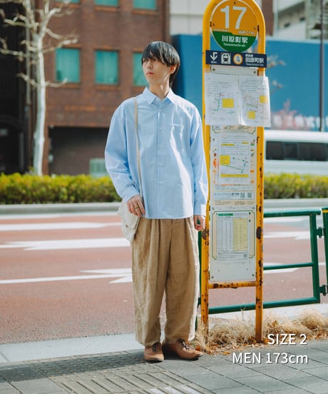 #-78 2way detachable collar stripe shirt (Blue)