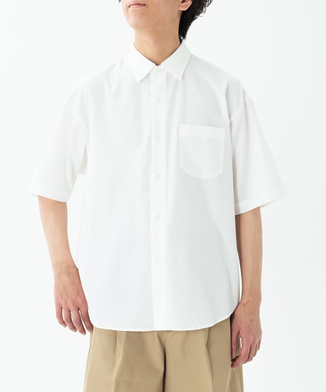#-60 2way detachable collar short sleeve shirt (White)