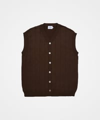 #-09 16G giza cotton vneck knit vest (Brown)