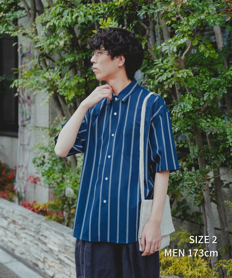 61 2way detachable collar short sleeve stripe