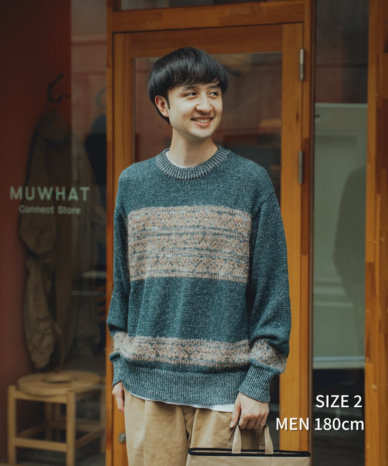 68 Fair isle pattern jacquard knit (Navy) | U