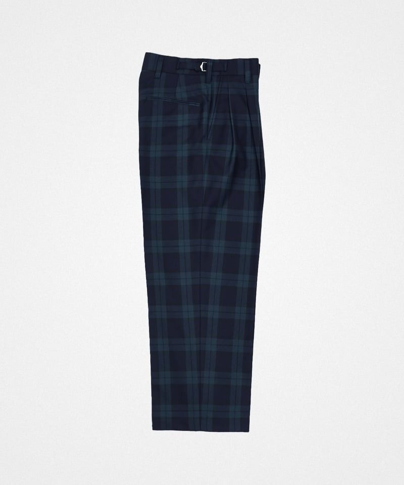 75 W/P gabardine 2tuck straight check pants |