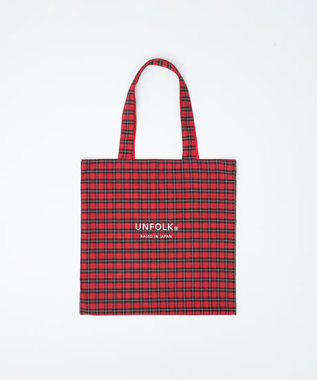 #-37 Reversible check tote bag  (Red)