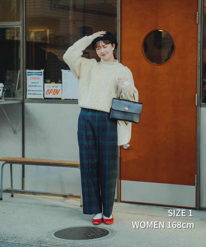 パンツ UNFOLK 2tuck straight check pants 75 W/P gabardine 2tuck straight check pants |