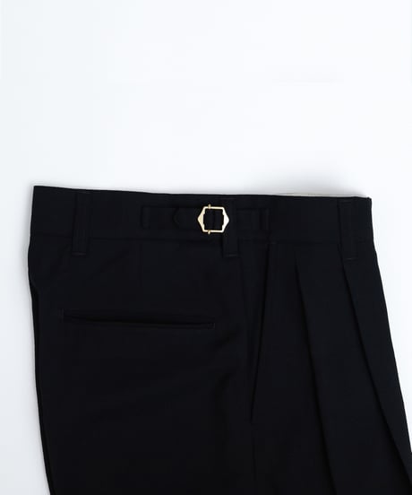 #-47 Wool mix 2tuck slacks (Black)