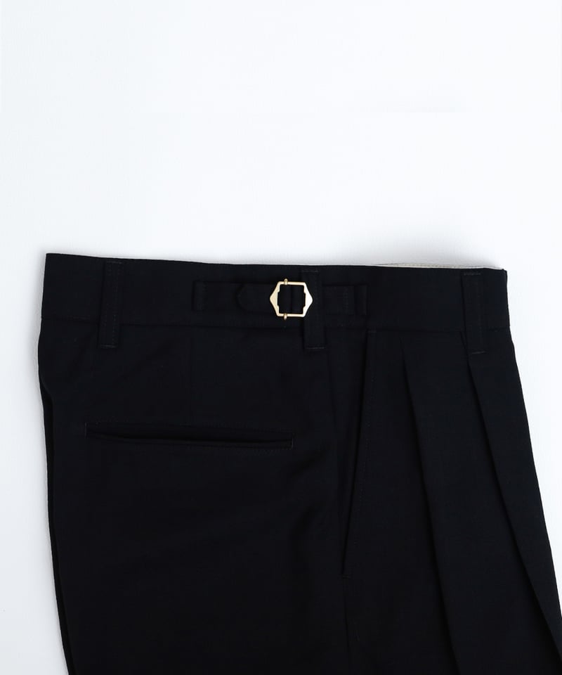 47 Wool mix 2tuck slacks (Black) | UNFOLK