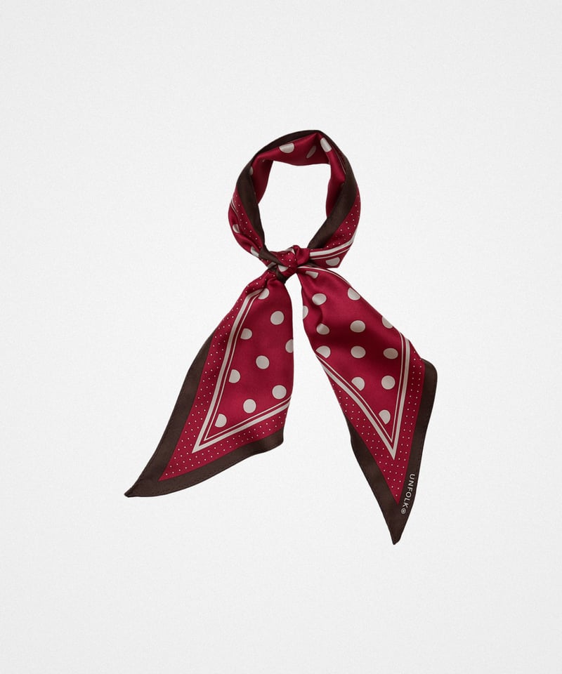 74 Hand print silk scarf (Red) | UNFOLK