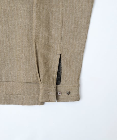 "UNFOLK CLASSIC" Banshu wool mix soft herringbone shirt jacket (Beige)