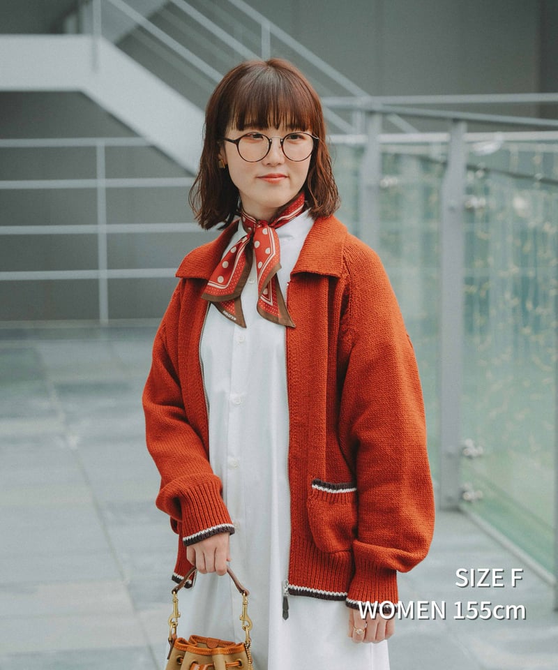 77 5G lily cotton knit polo blouson (Burgundy