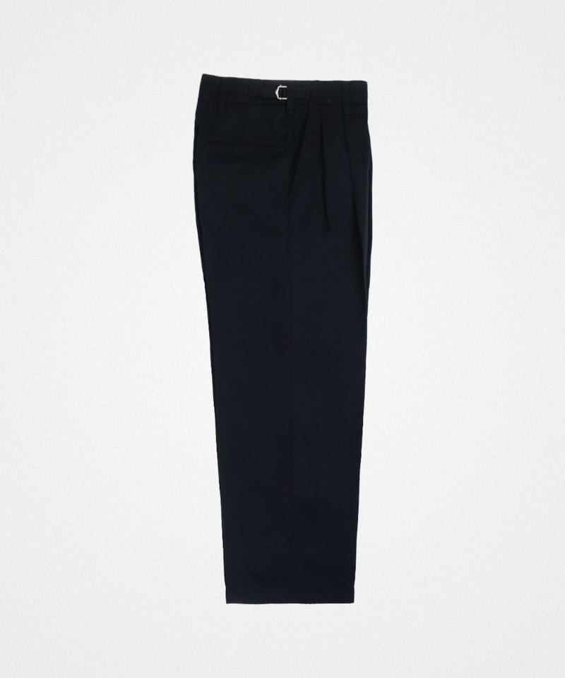 47 Wool mix 2tuck slacks (Black) | UNFOLK