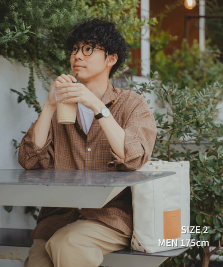 #-66 2way detachable collar wool check shirt (Brown)