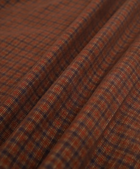 #-43 2way detachable collar corduroy check shirt（Brown）