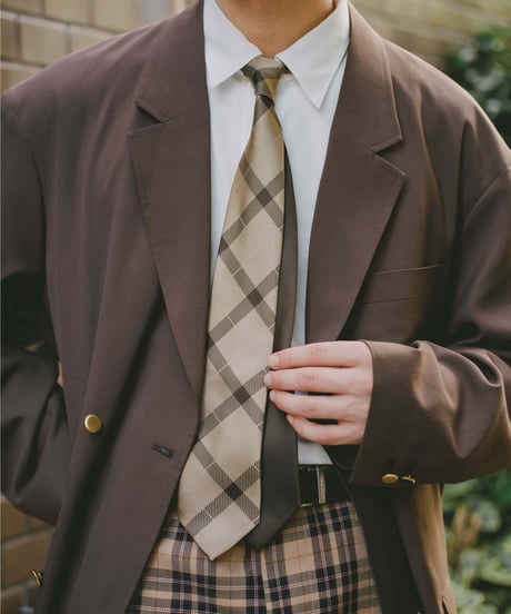 #-26 Reversible silk tie (Beige)