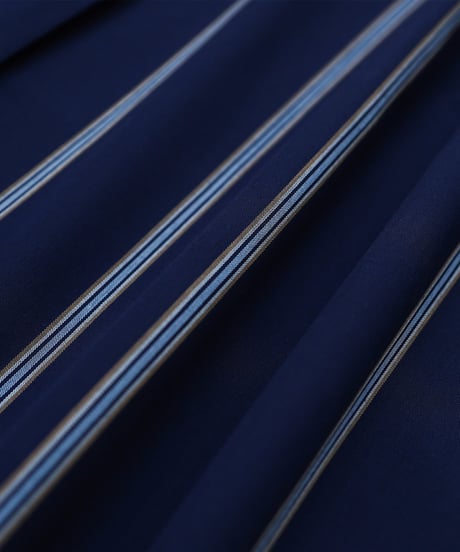 #-61 2way detachable collar short sleeve stripe shirt (Navy)