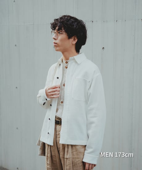 “UNFOLK CLASSIC” Enshu soft herringbone shirt jacket (Black)