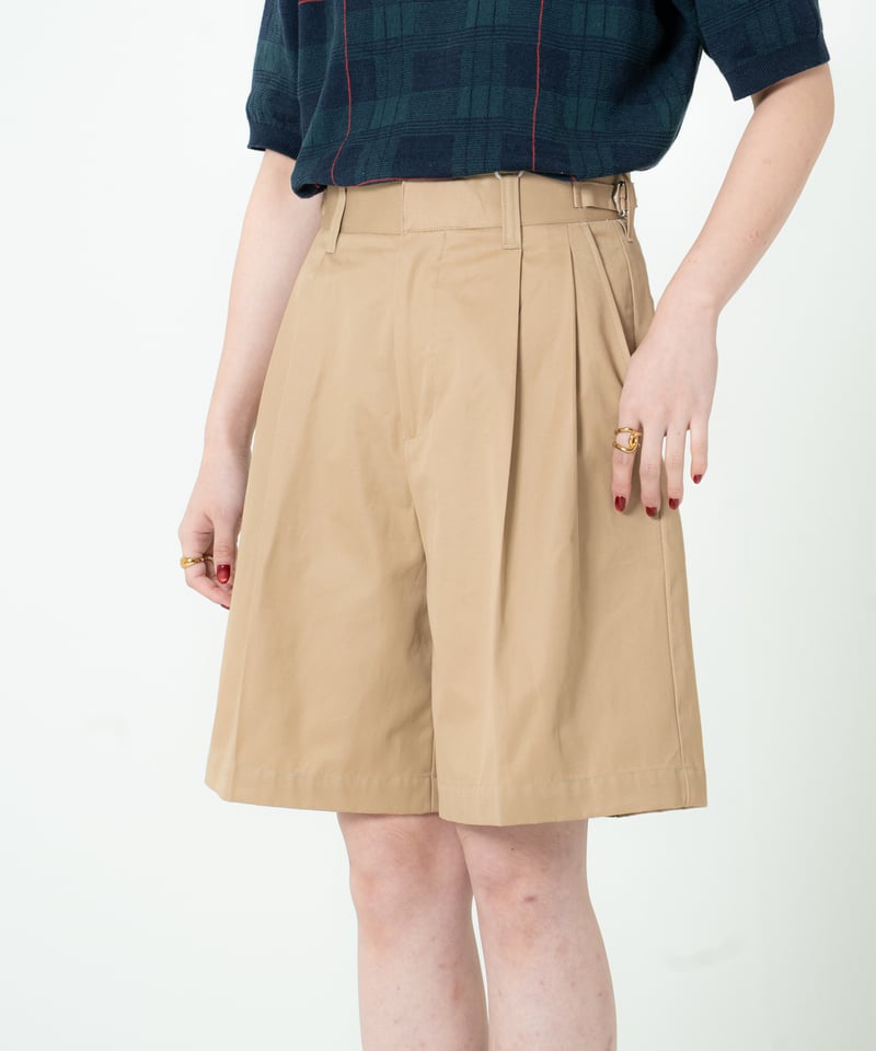 みな#-63 Ventile gabardine 2tuck shorts 63 Ventile gabardine 2tuck flare shorts (Beig