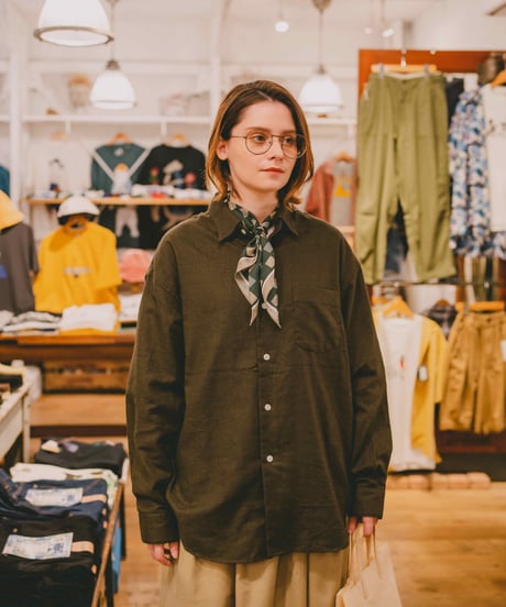 #-23 2way detachable collar check shirt (Green)